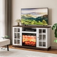 thumbnail image 1 of White Fireplace TV Stand with 23" Electric Fireplace for 65 inch TV,Modern Farmhouse Entertainment Center, Brown, 1 of 10
