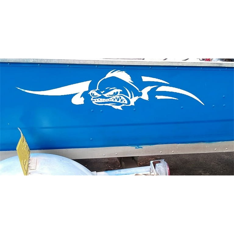 White Fish Boat Yacht Sticker Vinyl Graphics Decals Body Decor
