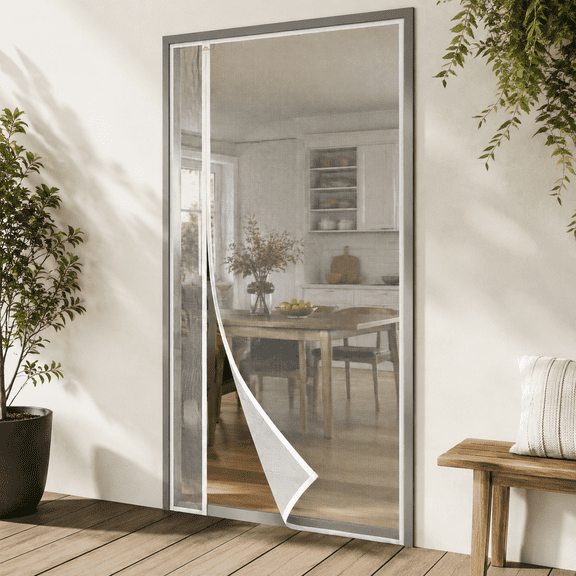 White Fit 50" x 80" Door (52" x 81" Screen) Magnetic Screen Door