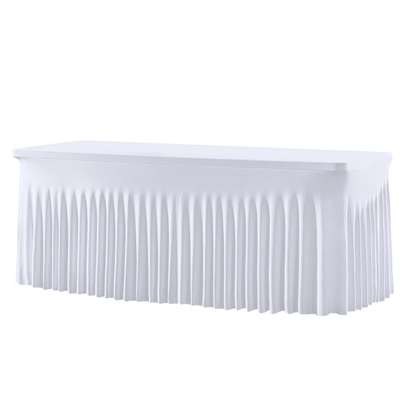 White Fitted Table Cloth 122x60x76cm, Polyester Stretch Cover For Rectangle Tables, Banquet Linens