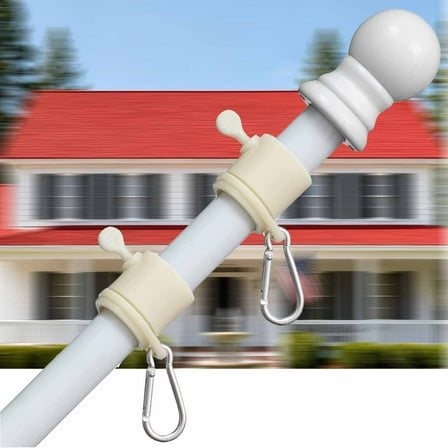 White Flag Pole 6ft, Heavy Duty Metal Tangle Free Flagpole for Outside, Outdoor, Porch