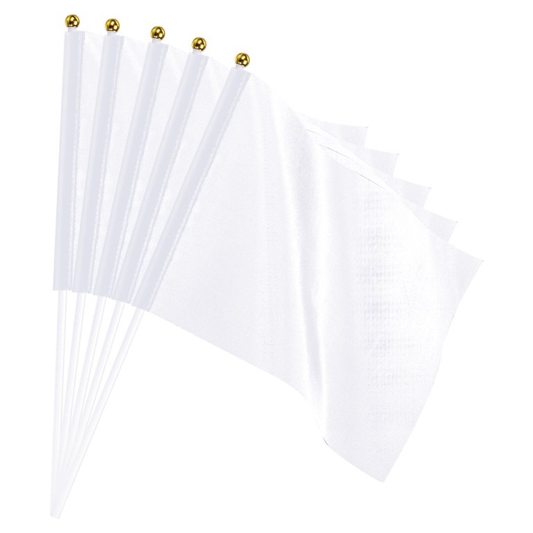 White Flag Stick, Hand Held Small Mini DIY Flag 8.2x5.5 Inch
