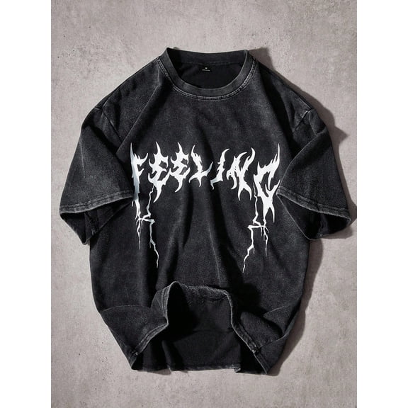 White Flame Tribal Graphic Vintage Oversized Washed High Street Grunge Y2K Short Sleeve Crewneck Cotton Unisex Men's Women's Tee Shirt