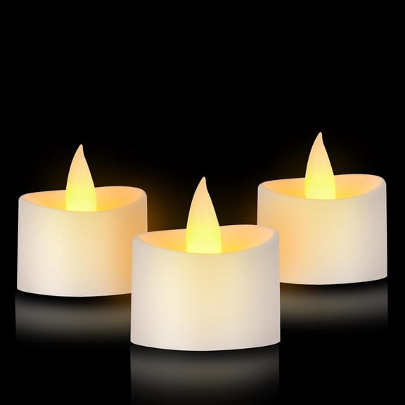 White Flameless Tea Lights - 12 Pack Modern LED Candles for Minimalist Home Decor, Spa Bathroom & White Wedding Centerpieces (White Base, 12 Pack)