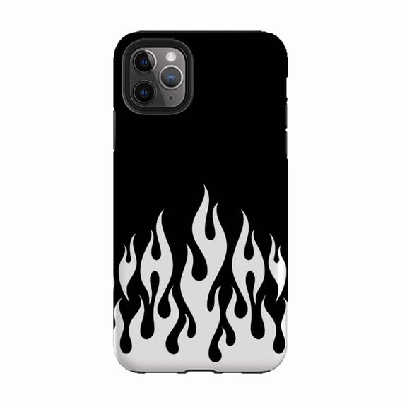 White Flames Abstract Fire Pattern Phone Case for iPhone 16 15 14 13 12 11 Pro Max