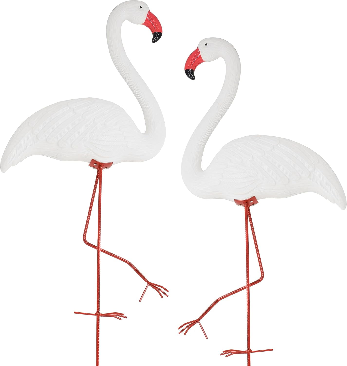 White Flamingo Yard Decorations Pack of 2 Flamingo Decor Ornaments for Outdoor Lawn and Garden
