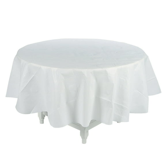 White Flannel Back Vinyl Rnd Tablecover - Party Supplies - 1 Piece