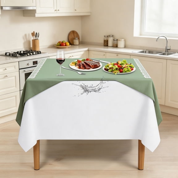 White Flannel Backed Vinyl Table Pad, Waterproof Cuttable Table Protector Mat, Stain Resistant Anti-Slip Table Pad for Dining, Kitchen, Party, Banquet Tables