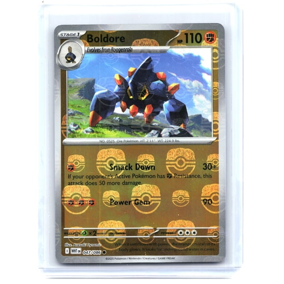 Near Mint English White Flare Boldore Reverse Holo Masterball Common #47/86 Trading Card
