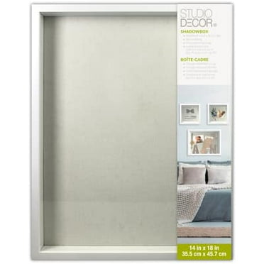 14" x 18" White Flat Shadow Box by Studio Décor - Memory Box Display Case for Keepsakes - Mementos - and Memorabilia - 1 Pack