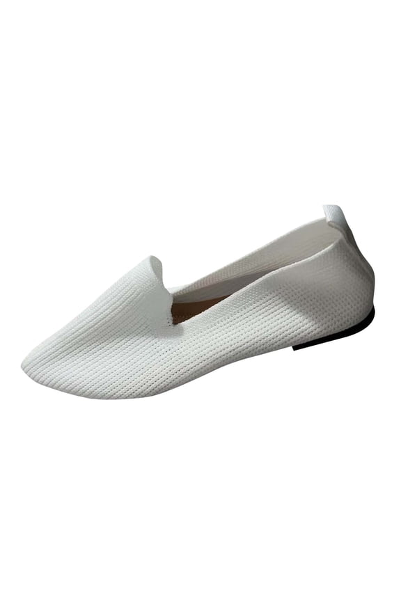 White Flat Shoes For Womens With Pointed Toe Breathable Upper Slip On Design For Casual Outdoor Wear In Spring And Summer Seasons Size 38