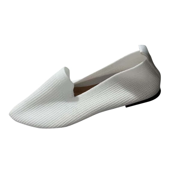 White Flat Shoes For Womens With Pointed Toe Breathable Upper Slip On Design For Casual Outdoor Wear In Spring And Summer Seasons Size 41