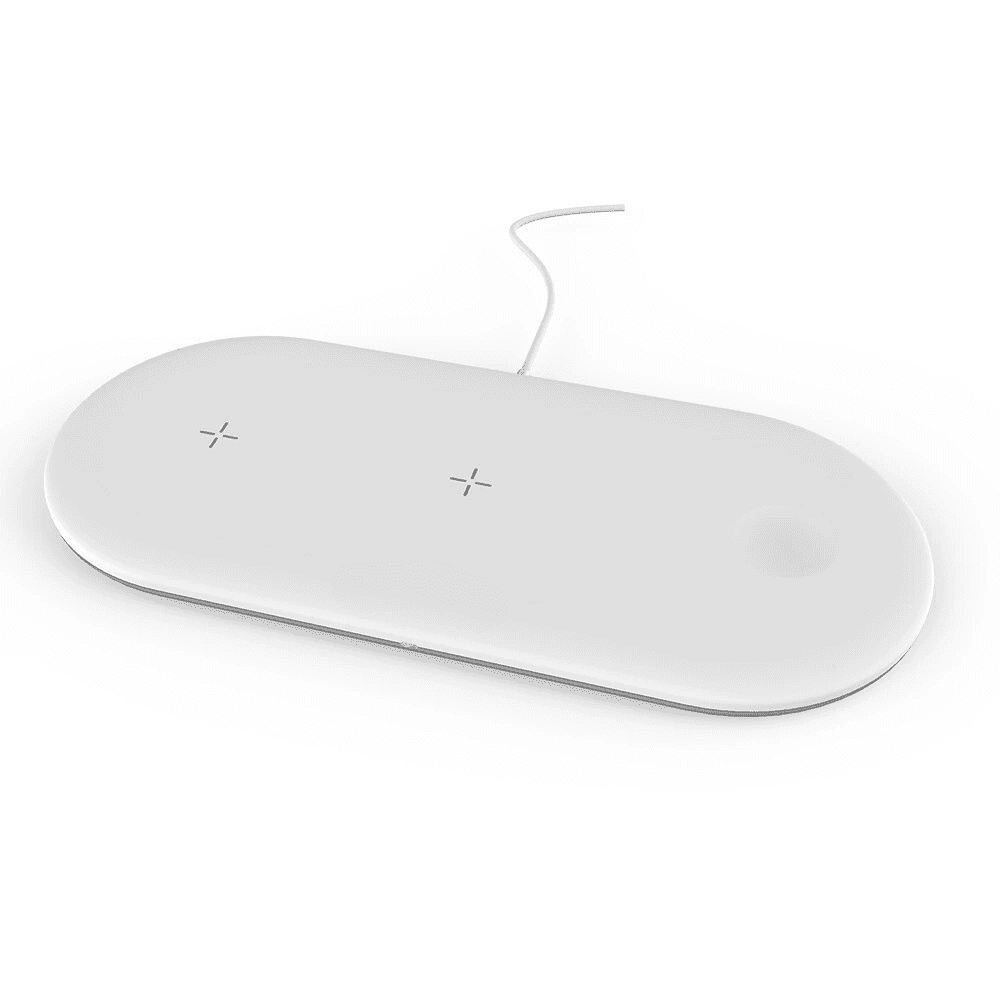 White Flat Wireless 10 Watt Charger 3 in 1 Qi Certified