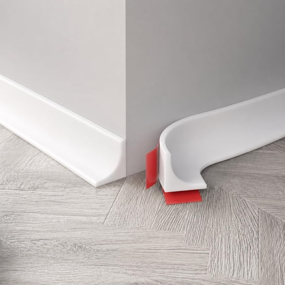White Flexible Molding Trim 0.5 Inch x 40 ft | Self adhesive silicone corner strip for small gaps edges and baseboards