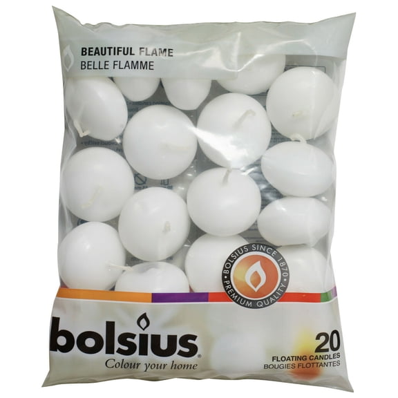 White Floating Candles 1.75 Inch Unscented 20 Pack for Wedding, Dinner, Home/Party Decor | 4.5 Hours Long Burning Dripless & Smokeless Candles