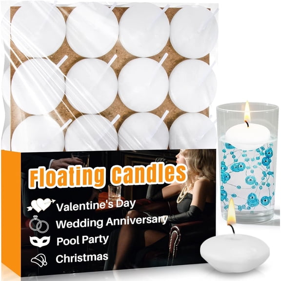 White Floating Candles - 30 PCS Small Floating Candles for Centerpieces Unscented Dripless Wax Burning for Home Decorations, Weddings, Parties, Holiday, Special Occasions and Christmas