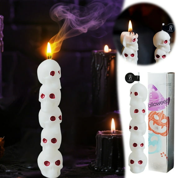 White Floating Halloween Candles - Spooky Ghost Wax Candles for Tabletop Decor, Dripless Long-Burning Candles for Haunted House & Holiday Parties