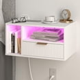 thumbnail image 1 of White Floating Nightstand with Charging Station and LED Lights,White, 1 of 15
