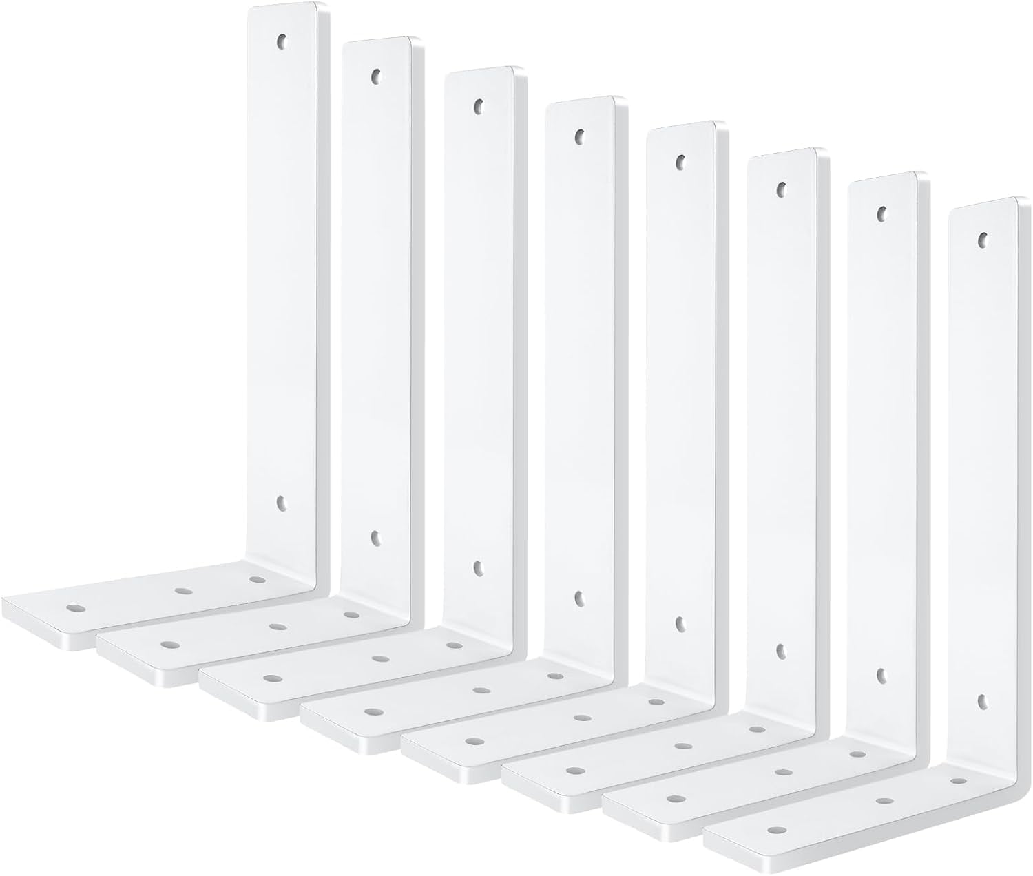 White Floating Shelf Bracket 12 Inch, 8 Pack Heavy Duty Shelf Brackets, Black Wall Shelf Bracket for DIY Decorative with Mounting Hardware