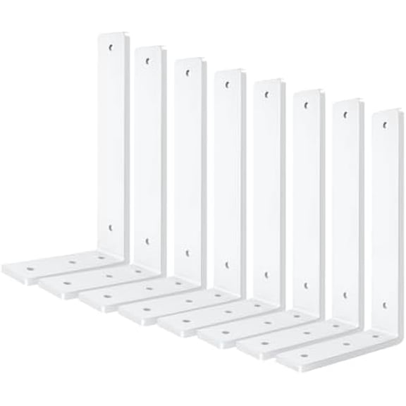 White Floating Shelf Bracket 14 Inch, 8 Pack Heavy Duty Shelf Brackets, Black Wall Shelf Bracket for DIY Decorative with Mounting Hardware