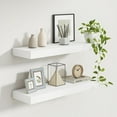 thumbnail image 1 of White Floating Shelves for Wall, 30 x 9 Inch Floating Shelf Set of 2, Rustic Natural Wood Wall Shelves, 9" Deep White Bathroom Shelves for Storage & Display, 1 of 14