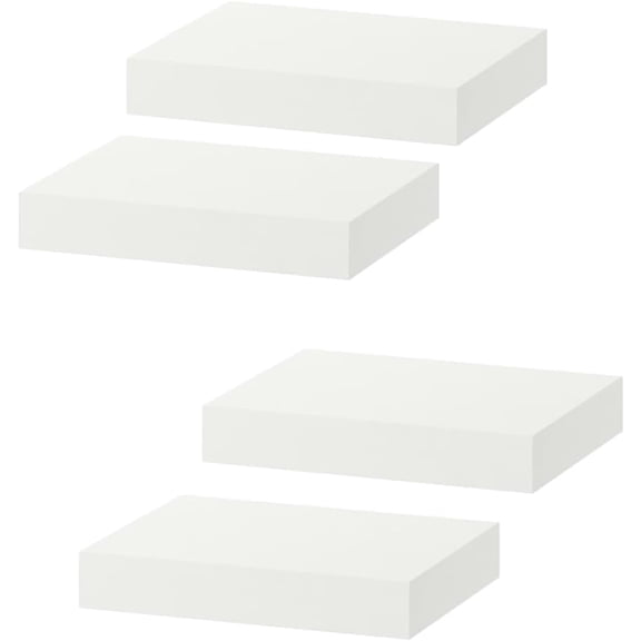 White Floating Shelves for Wall Set of 4, 11" White Shelves for Home Decor, Frame Display Wall Mounted Floating Shelf for Living Room, Bedroom, Bathroom, Kitchen