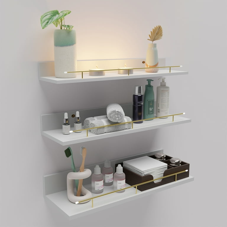 Modern Corner Wall Shelves Triangle Floating Shelves in Gold & White