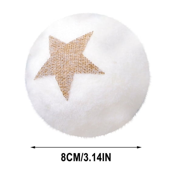 White Flocked Christmas Ball Ornament 3 Inch Burlap Star Foam Bauble with Hanging String Tree Decor