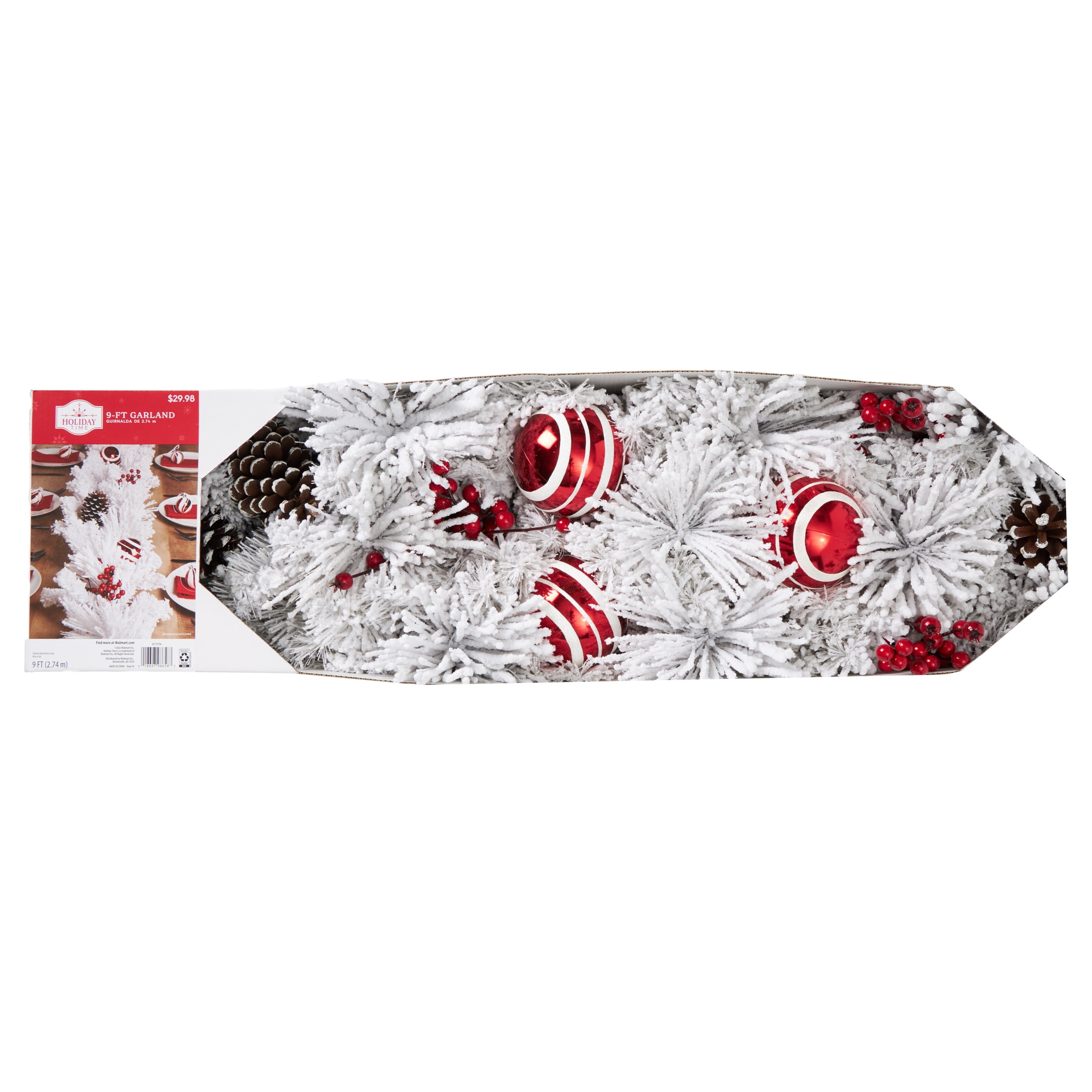 White Flocked Christmas Garland, 9 ft, by Holiday Time