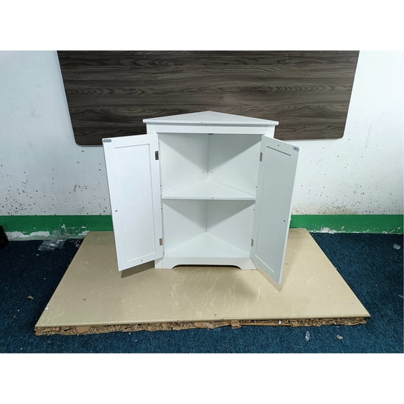 White Floor Corner Storage Unit | Ideal for Bathroom and Living Room Scenes | MDF Build for Durability | Clear Assembly Directions