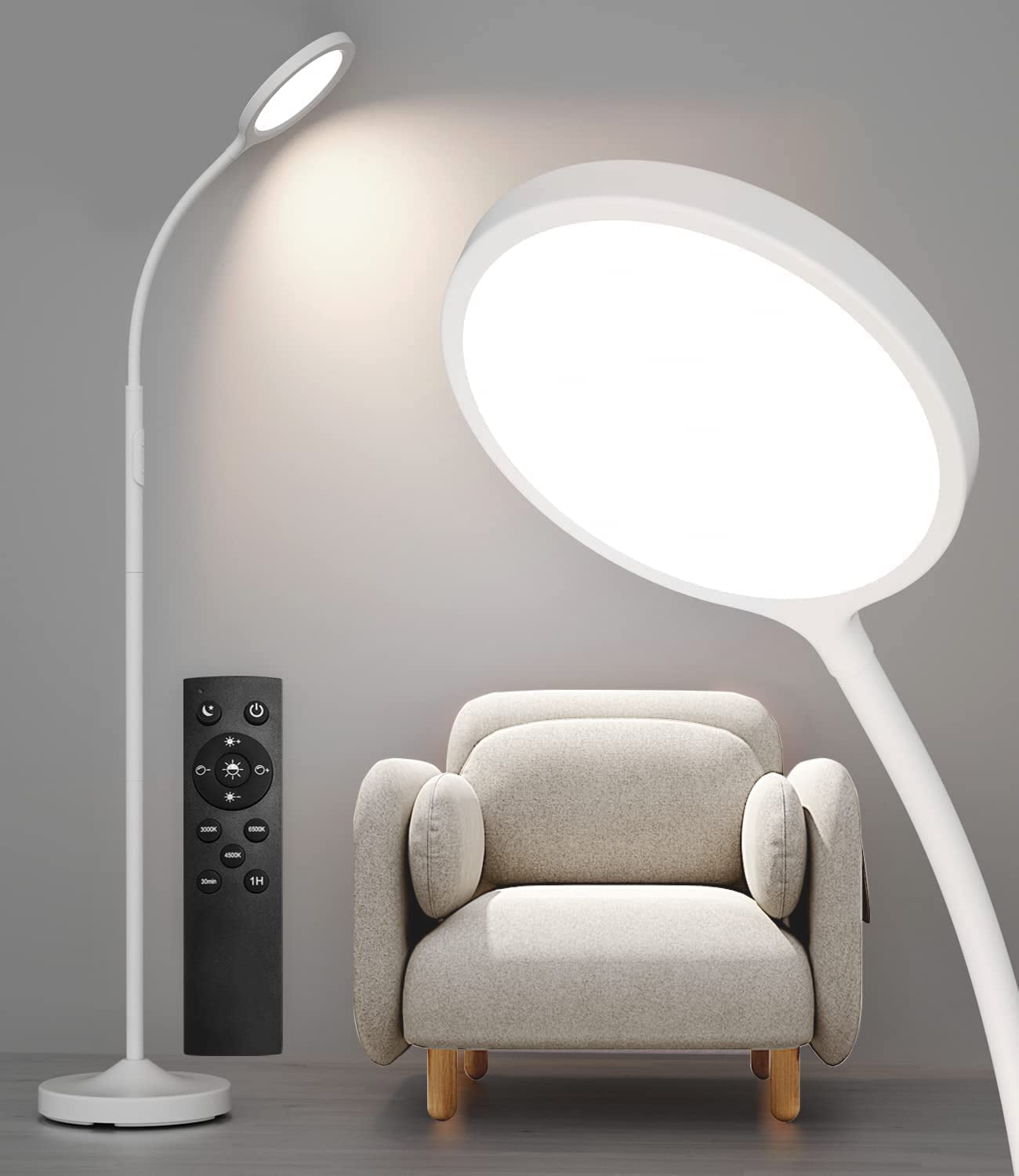 White Floor Lamp,Super Bright Dimmable Led Floor Lamps for Living Room