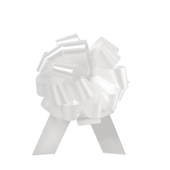 White Flora Satin Pull Bows – 4" 18 Loops, 10-Pack | Easy to Assemble, Premium Gift Wrap & Decoration for Holidays, Weddings, Baby Showers | A1 Bakery Supplies