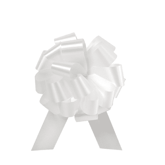 White Flora Satin Pull Bows – 4" 18 Loops, 10-Pack | Easy to Assemble, Premium Gift Wrap & Decoration for Holidays, Weddings, Baby Showers | A1 Bakery Supplies