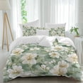 thumbnail image 1 of White Floral 4 Piece Duvet Cover Set Full Size Watercolor Flower Soft Bedding Set Comforter Cover, 1 Duvet Cover 1 Flat Sheets and 2 Pillowcases, 1 of 9