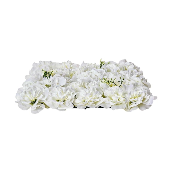 White Floral Backdrop Panel Set, 24 PC 15 Inch Square, Easy Connect Mesh for Valentine's Day Baby Shower Home Event Decoration