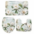 thumbnail image 1 of White Floral Bath Mat 3 Piece Bathroom Rug Set, Pastoral Farmhouse Magnolia Flowers Leaves Non Slip Bath Rug Contour Mat and Toilet Lid Cover, Absorbent Shower Mats Soft Bath Rugs and Mats Sets, 1 of 8