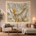 thumbnail image 1 of White Floral Blossoms with Golden Stems in Soft Beige Background, Calming Boho Wall Art for Flower Lovers, Botanical Floral Decor, Spring Gift Tapestry Wall Hanging for Living Room and Bedroom, 1 of 7