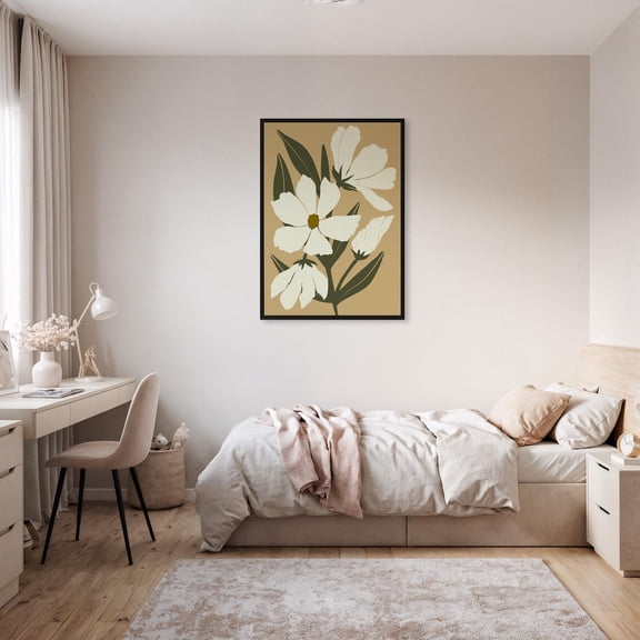 White Floral Botanical Wall Art, Rustic Calm Nature Decor, Unframed Paper Print Size 8x12