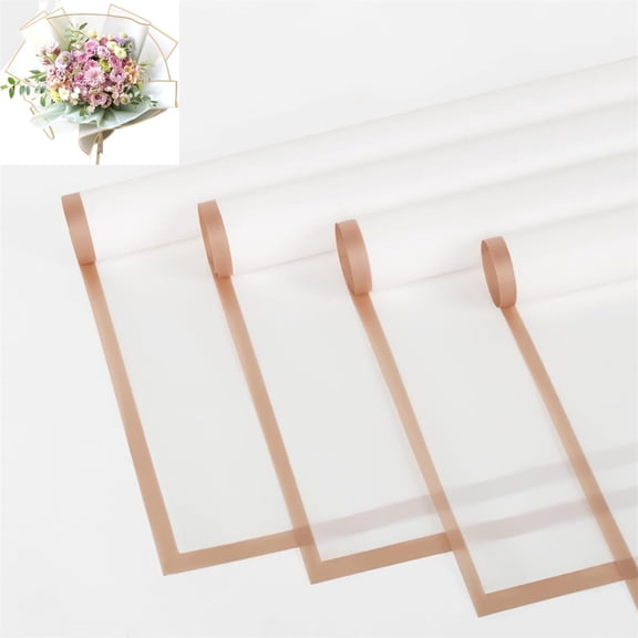 White Floral Bouquet Wrapping Paper Waterproof Flower Packaging Paper Matte Paper with Gold Edges for Valentine's Day Birthday Graduation Wedding Gift Crafting Florist Supplies 10 Sheets