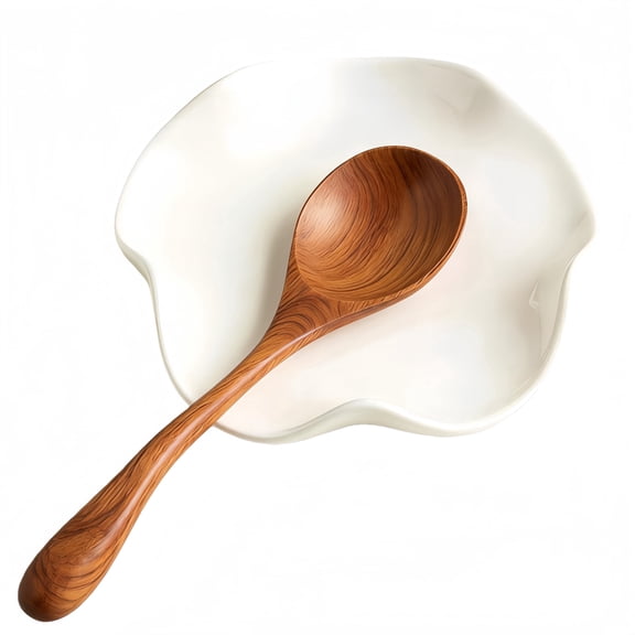 1 Pack Ceramic Spoon Rest for Kitchen Counter, Floral Abruty Spoon Holder for Stove Top,White Stove Utensil Holder Ceramic without Tipping Over,Ideal for Spatulas, Ladles, and Tongs