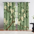 thumbnail image 1 of White Floral Curtains, Floral Blackout Curtains For Living Room, Green Window Treatments, Room Darkening Grommet Drapes & Bedroom Decor 42"W x 84"L (Pack of 2), 1 of 6