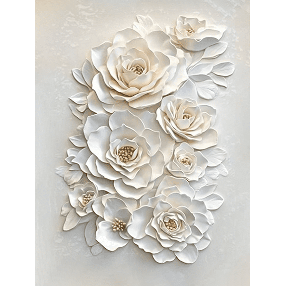 White Floral Decorative Painting/Canvas Art Suitable for Living Room Bedroom Dining Room
