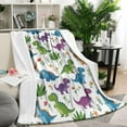 thumbnail image 1 of White Floral Dinosaurs Pattern Blanket,Comfortable Soft Lamb Wool Throw Blanket,All Season,Warm Lightweight Blankets for Sofa Bed Couch Living Room Chair,50"x60", 1 of 4