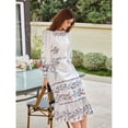 thumbnail image 1 of White Floral Embroidered Lantern Sleeve Ruffle Hem Midi Dress, 1 of 6