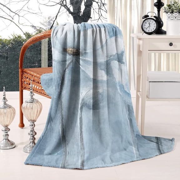 White Floral Flowers Blossom Flannel Blankets Plush & Cozy Bed Blanket for Winter Autumn,40x50 Inch Fuzzy Bed Throw Blanket Christmas Birthday