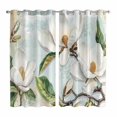 thumbnail image 1 of White Floral Kitchen Curtains 84 Inch Length, Pastoral Farmhouse Magnolia Flowers Leaves Grommet Top Bedroom Living Room Curtains, Light Filtering Cafe Curtain Drapes 2 Panels Set 104''x84'', 1 of 9