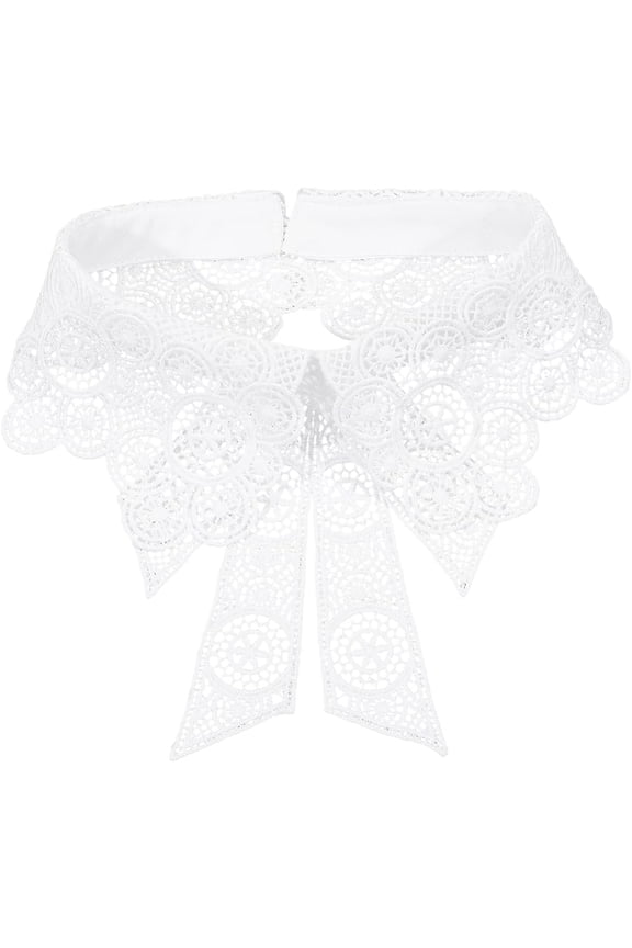 White Floral Lace False Collar Vintage Flower Pattern Knitted Necklace Chocker Crochet Hollow Out Detachable Lapel Dickey Collars for Women Ladies Blouse Shirt Dress Outfits Accessory Gold