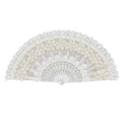 White Floral Lace Folding Hand Fan, Vintage Lace Decorative Fan, Floral Cutout Handheld Fan, Elegant Bridal Photo Prop Fan, Lightweight Foldable Fan, Romantic Ornament for Wedding, Photoshoot Decor
