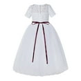 thumbnail image 1 of White Floral Lace Formal Flower Girl Dress Elegant Princess Gown LG2R2, 1 of 3