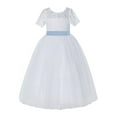 thumbnail image 1 of White Floral Lace Tulle Flower Girl Dresses Father Daughter Dance LG2R, 1 of 3